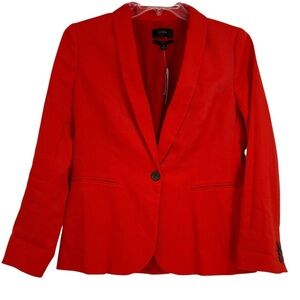 J.Crew Parke Orange Linen Blend One Button Blazer Women's Size 10 NWT Lined